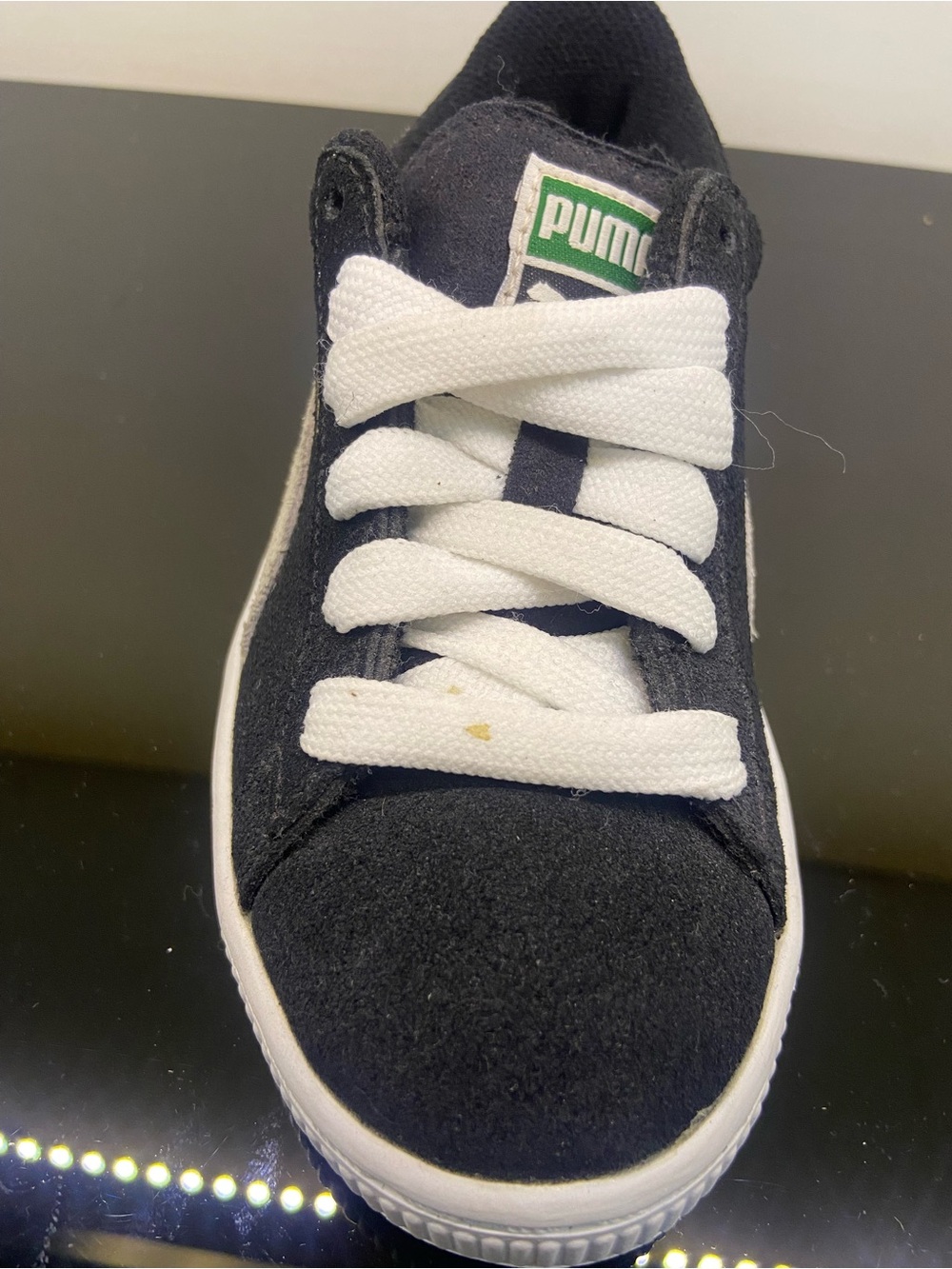 Puma Kids Black Sneaker with White Laces